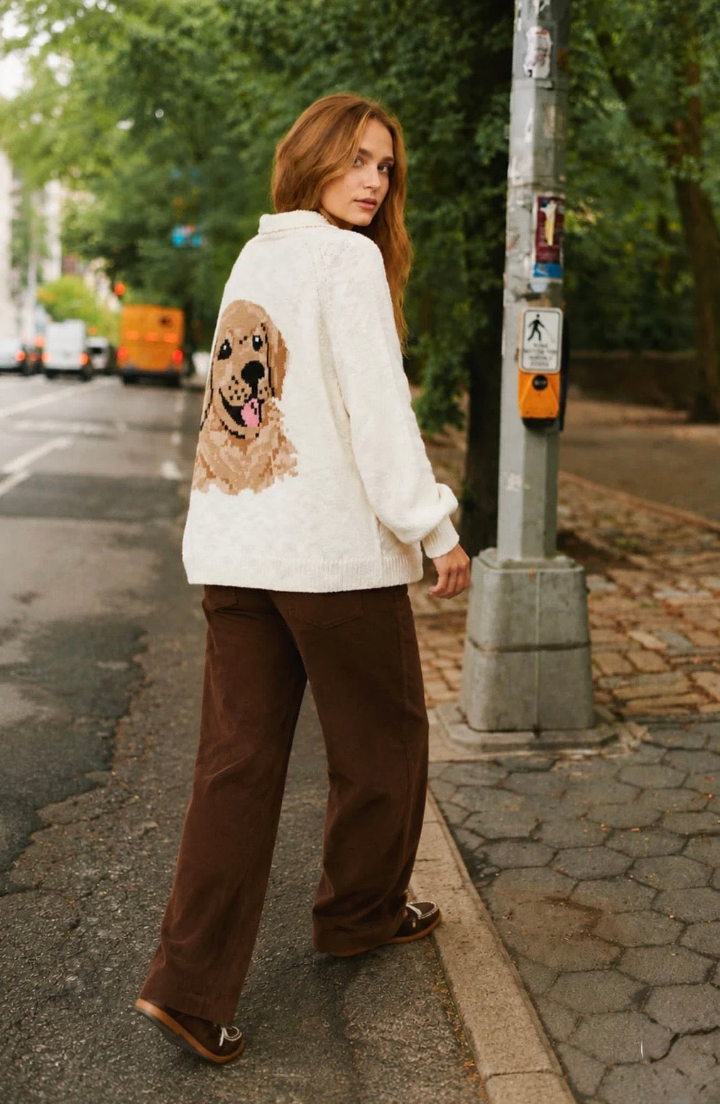 J6FJ1003 COLLARED BUTTON DOWN BACK PUPPY JACQUARD CARDIGAN