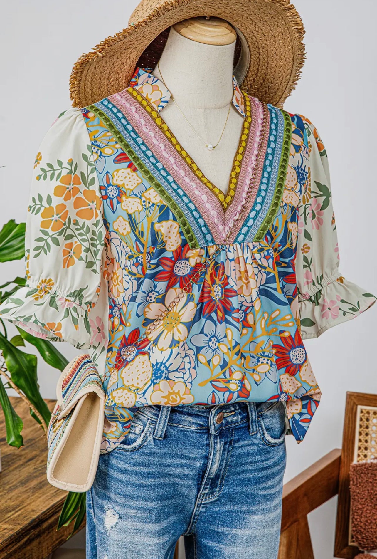 LC25129482-P22 Boho Style Multicolor Top
