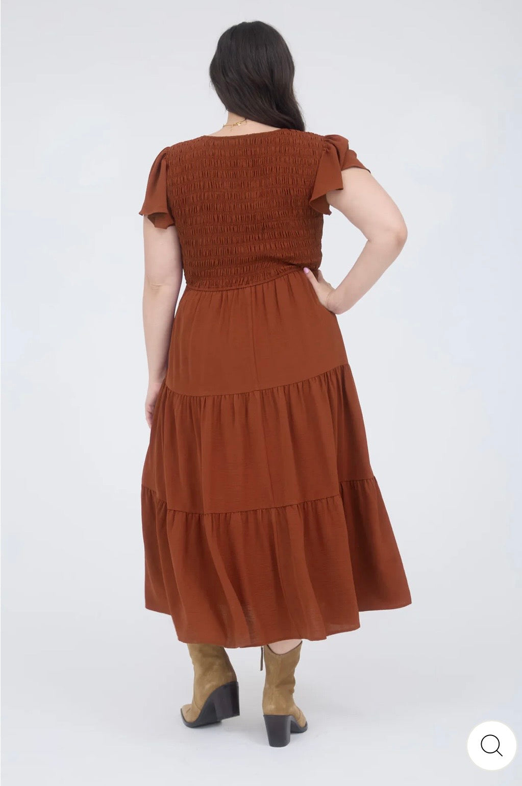 PCR2179 Plus Flutter Sleeve Midi Dress