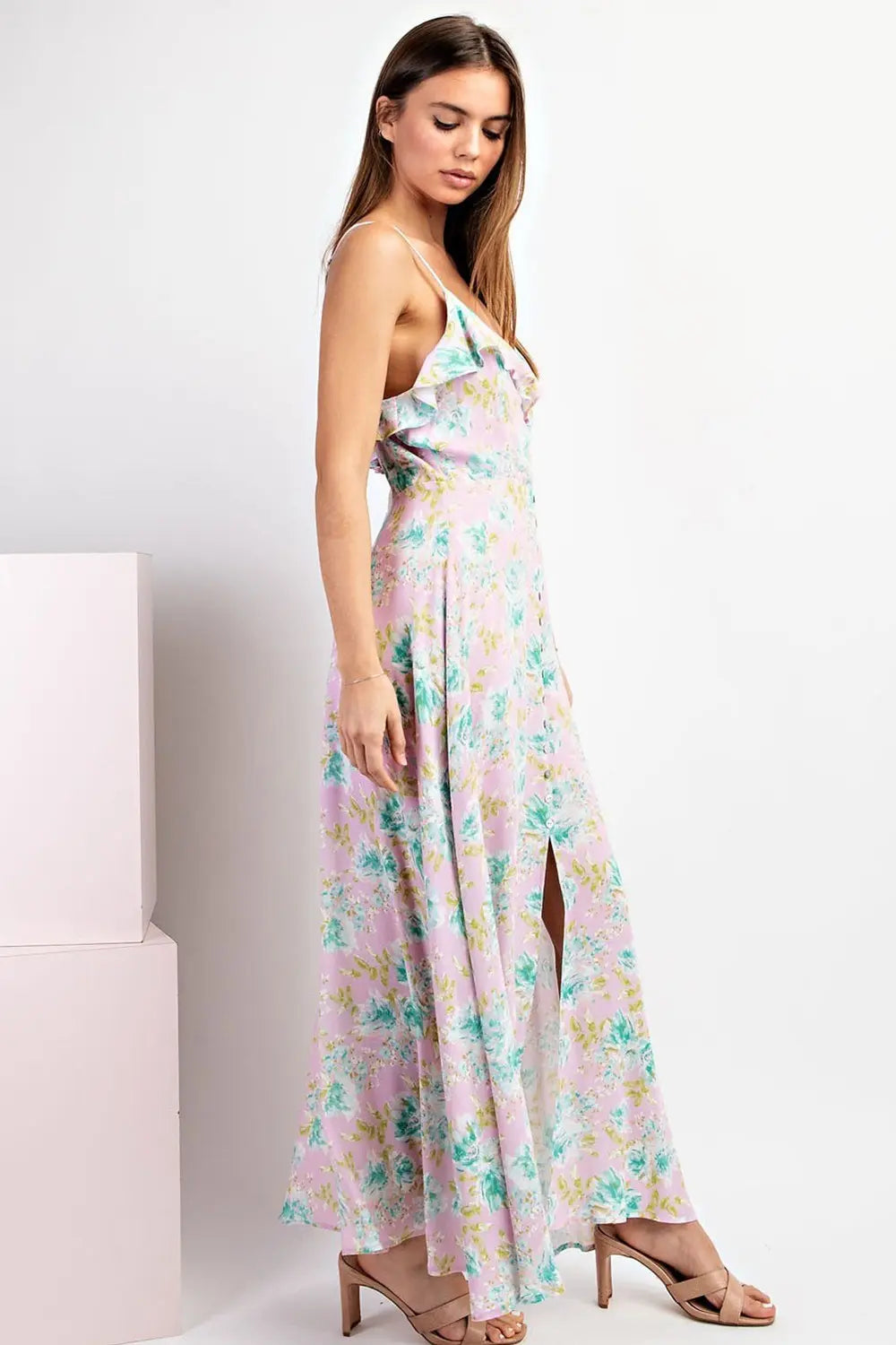 K9897 Floral Print Maxi Dress