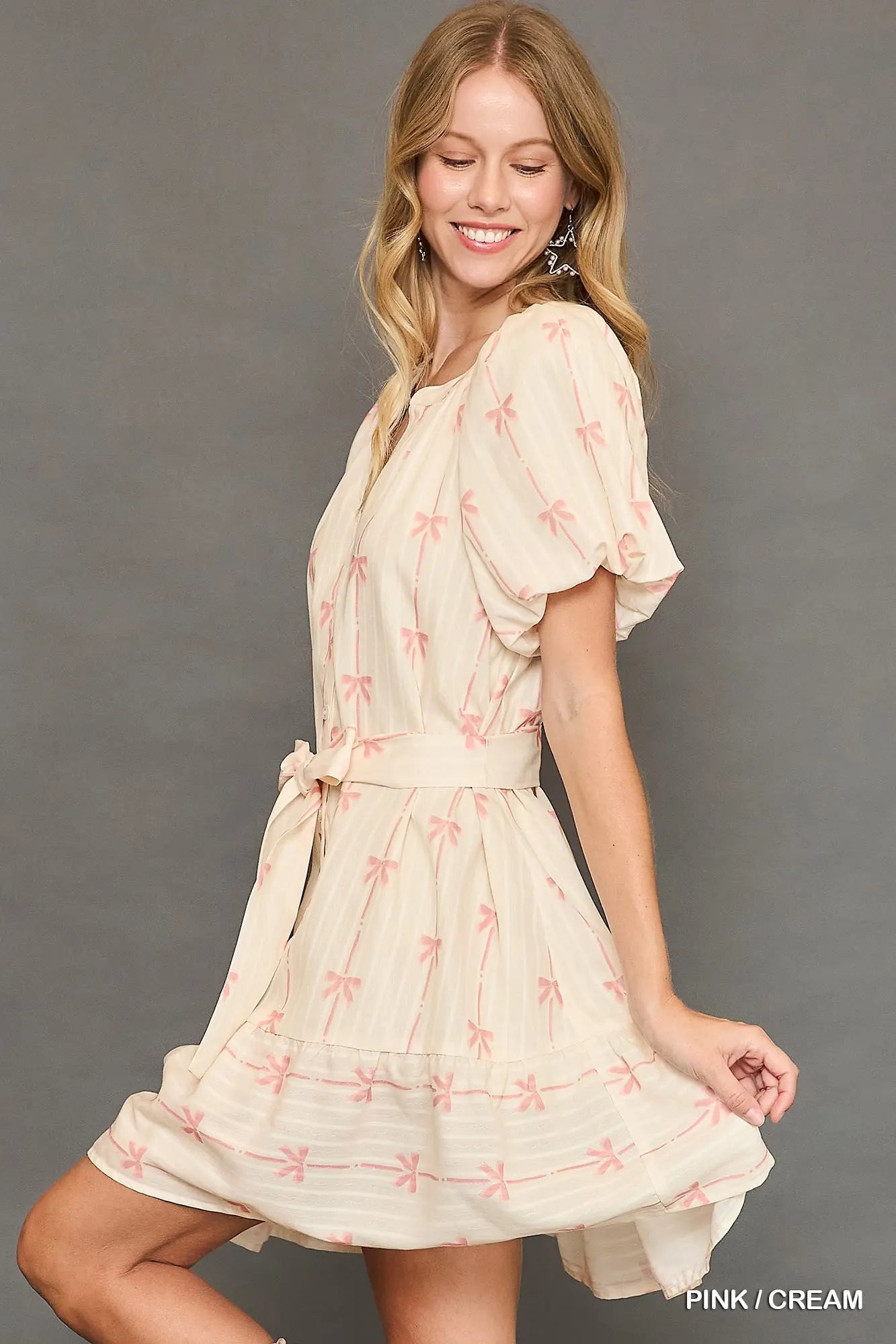 K9347 Ribbon Print Mini Dress