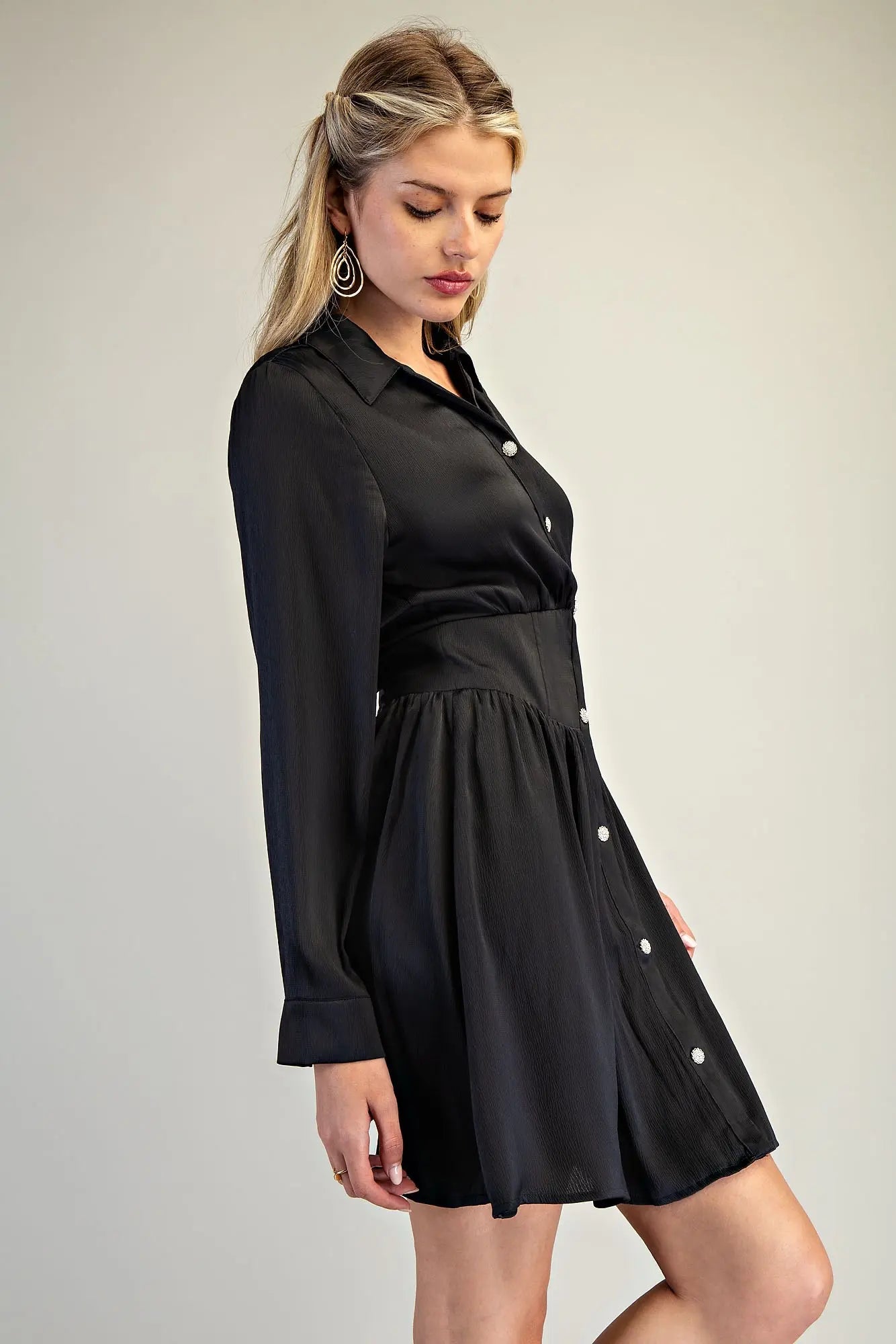DK7817 Collared Button Down Mini Dress