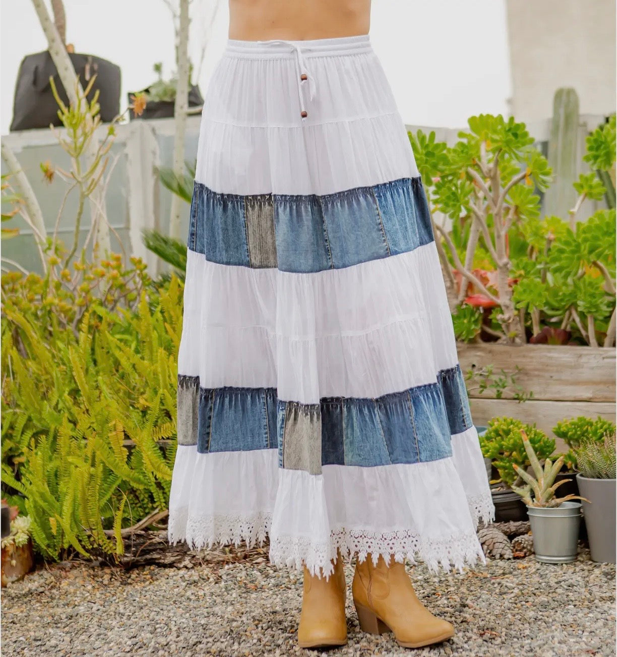 SK23105 Long Tiered Western Skirt