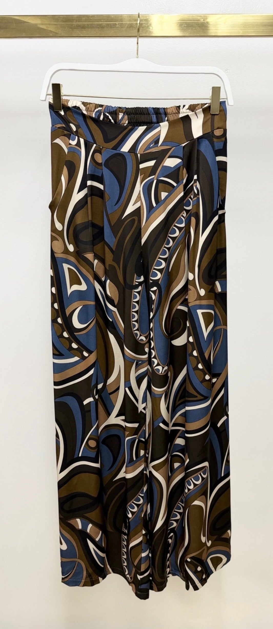 Baroque Abstract Print Elastic Back Waistband Pants with Pockets