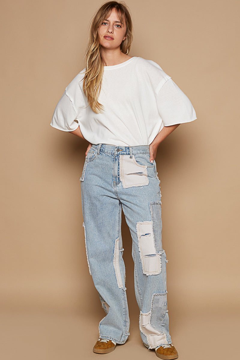 GWP4 POL Patchwork Denim Jeans