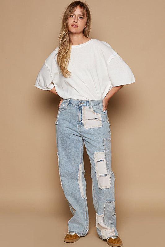 GWP4 POL Patchwork Denim Jeans