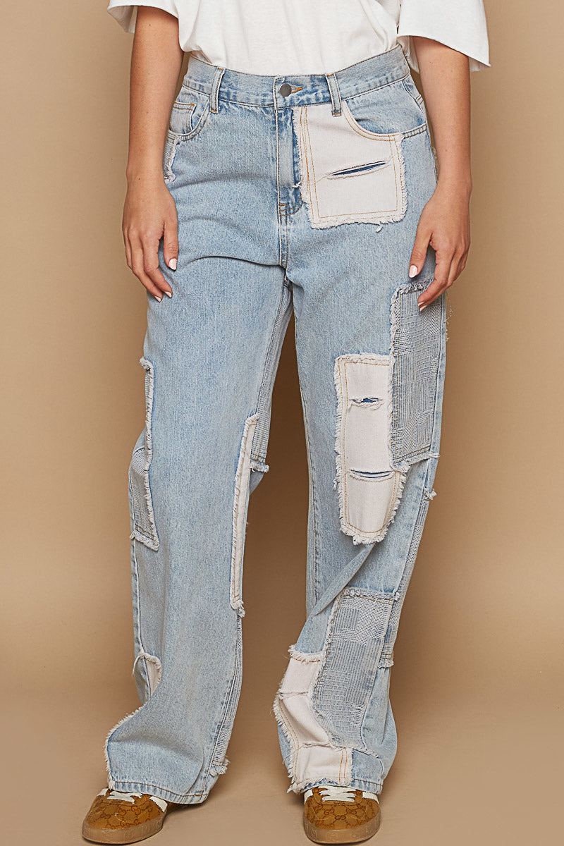 GWP4 POL Patchwork Denim Jeans