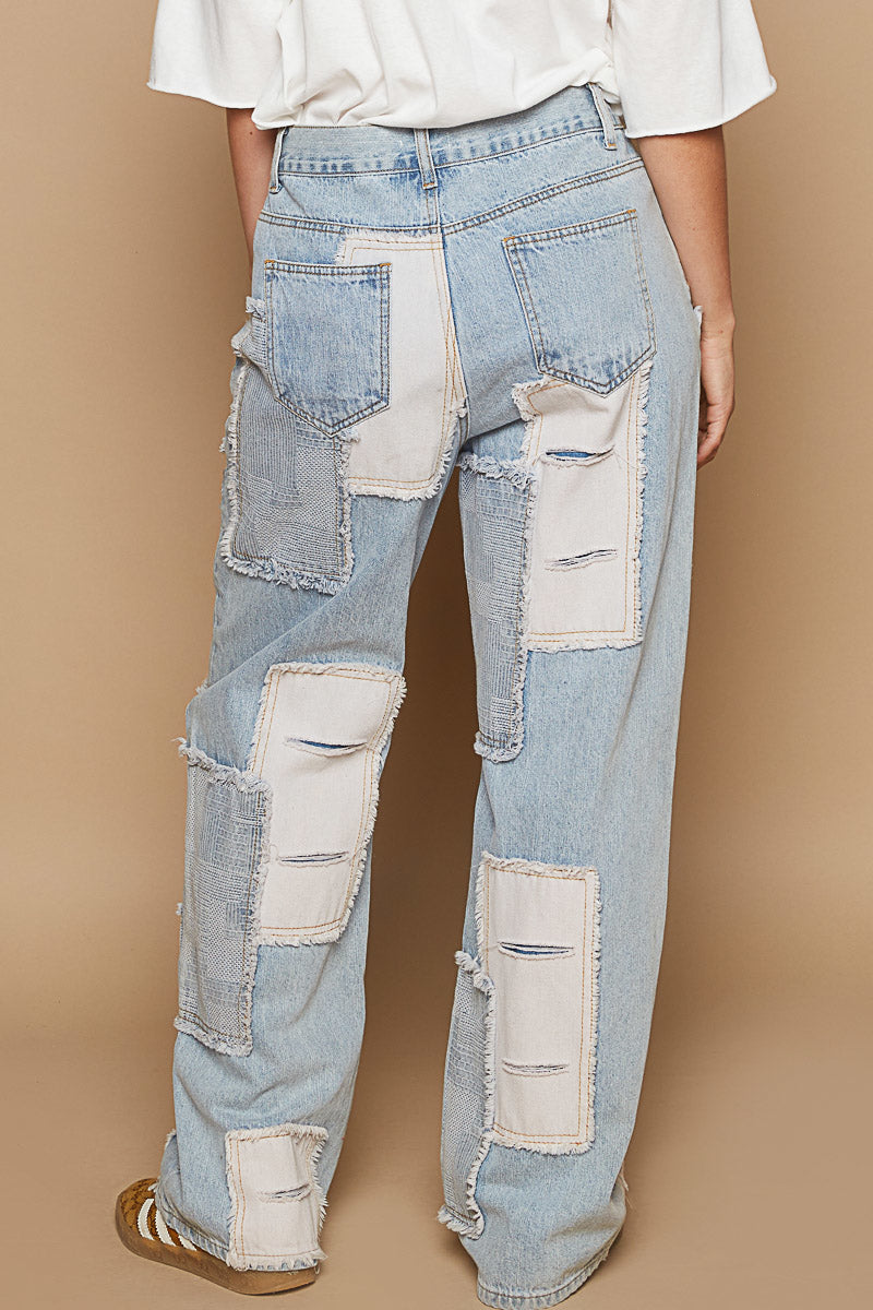 GWP4 POL Patchwork Denim Jeans