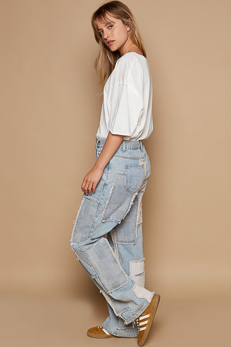 GWP4 POL Patchwork Denim Jeans